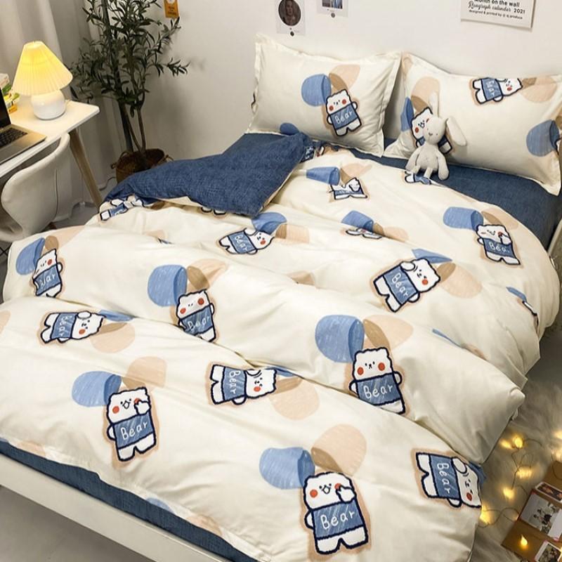 Snugglify - Blue Teddy Bear Cream Bedding Set