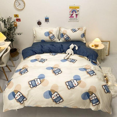 Snugglify - Blue Teddy Bear Cream Bedding Set