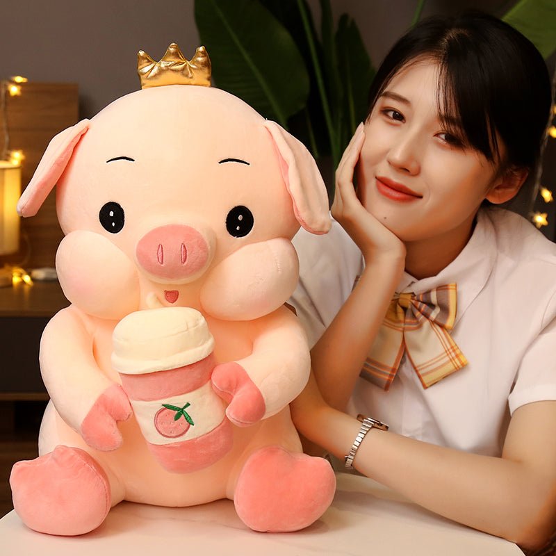 Snugglify - Chubby Strawberry Boba-Loving Pig