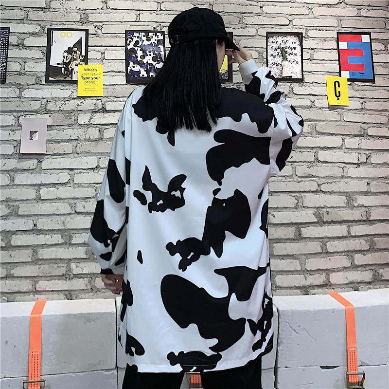 Snugglify - Cow Print Button Up Oversized Shirt