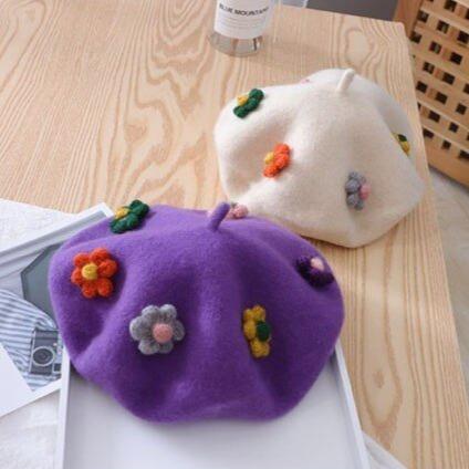 Snugglify - Cute Flowers Beret Hat