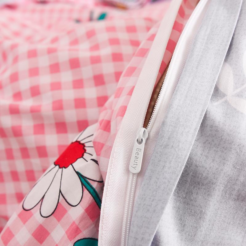 Snugglify - Daisy Dream Pink Checkered 100% Pure Cotton Bedding Set