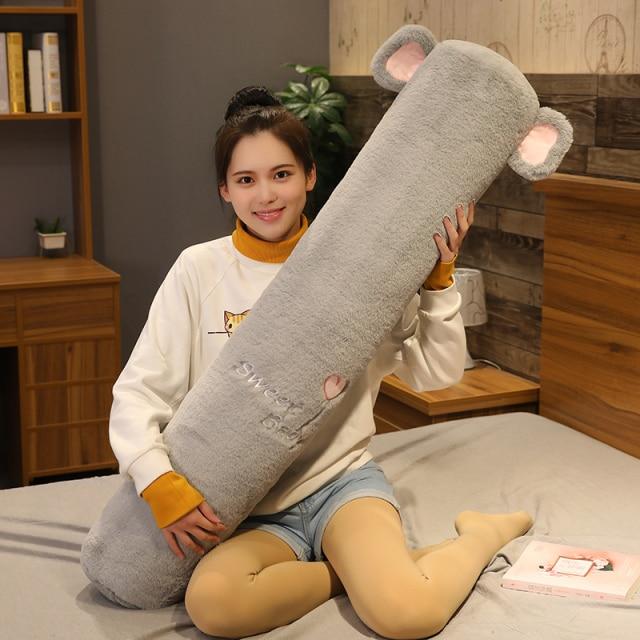 Snugglify - Detachable and washable rabbit plush cylindrical long pillow cute long-eared rabbit plush toy girl bed long pillow cushion