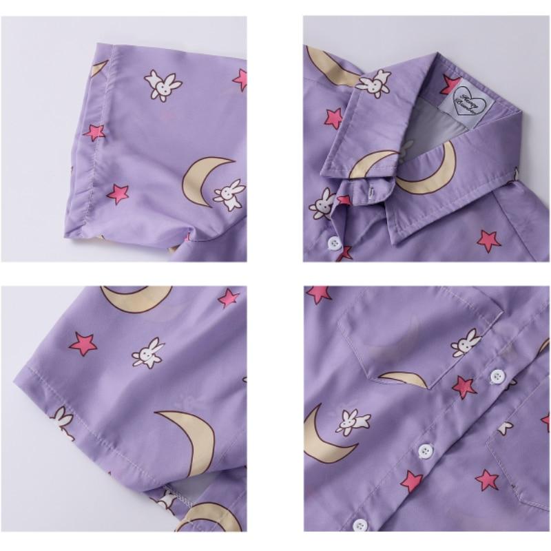 Snugglify - Moon & Bunny Button Up Long Sleeve Oversized Shirt