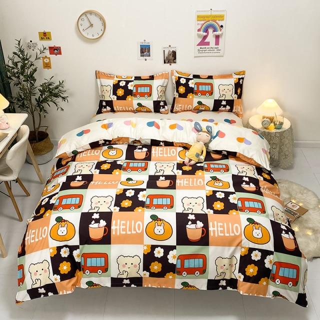 Snugglify - Teddy Bear Day Life Checkered Bedding Set